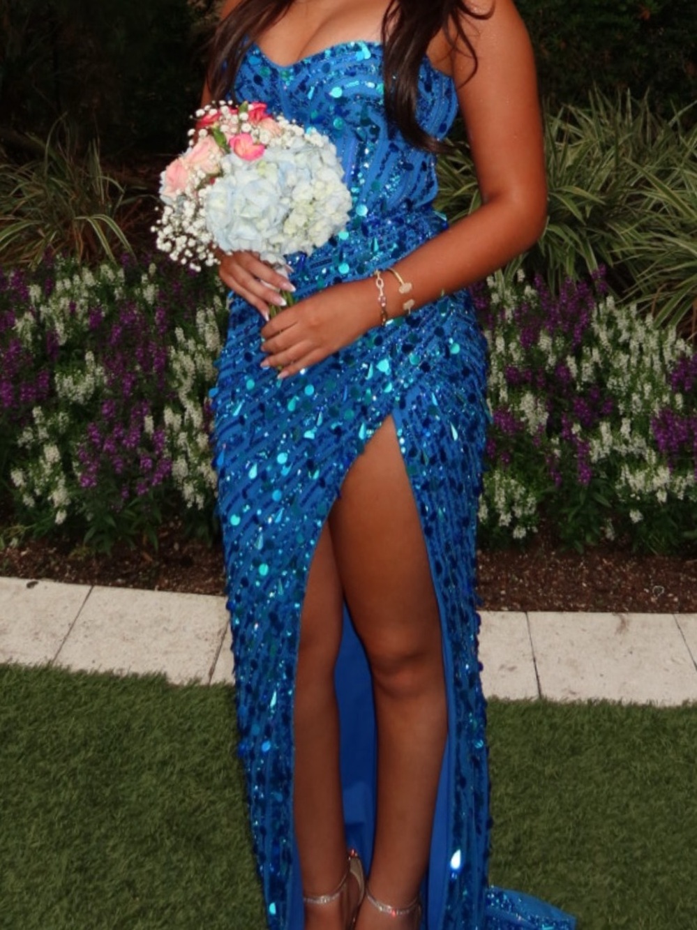 JOVANI PROM DRESS- selling my perfume prom peacock color dress! can fit 00/0/2